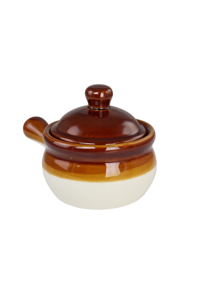 Elama 4 Piece Long Handle 15 Ounce French Onion Soup Bowl with Lid, Alternate, color,