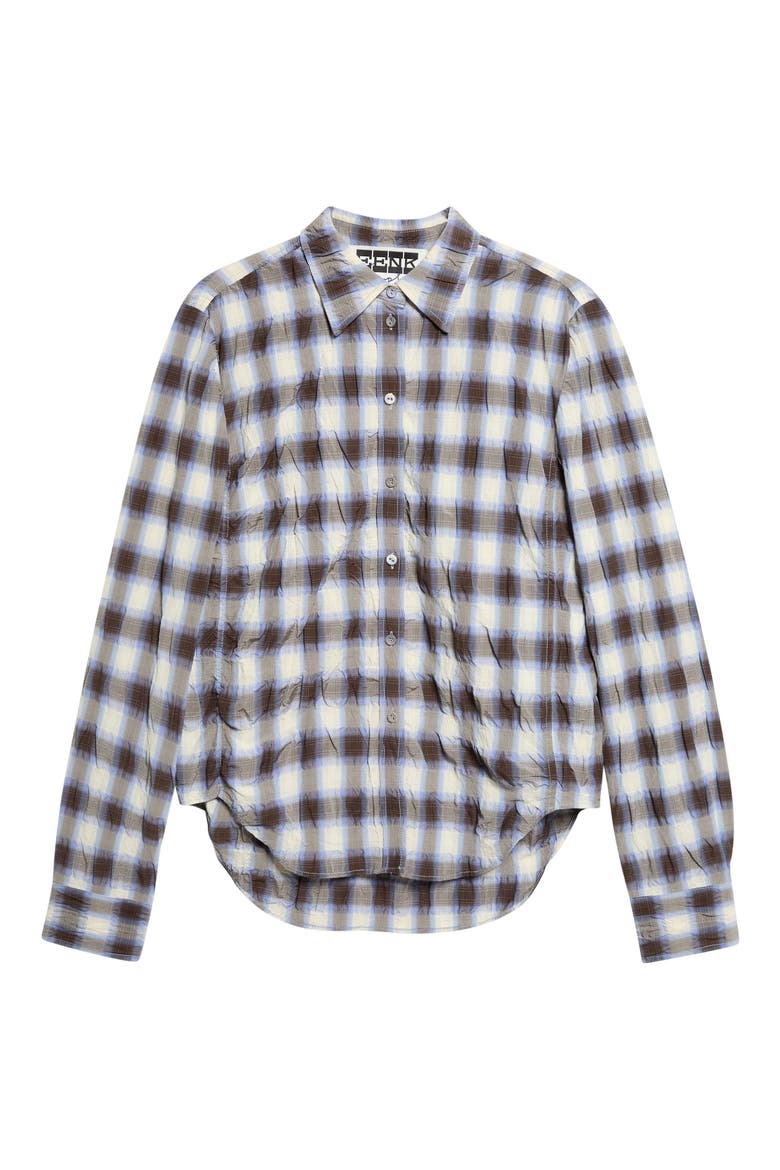 Shirred Button Front Shirt, Alternate, color, BROWN