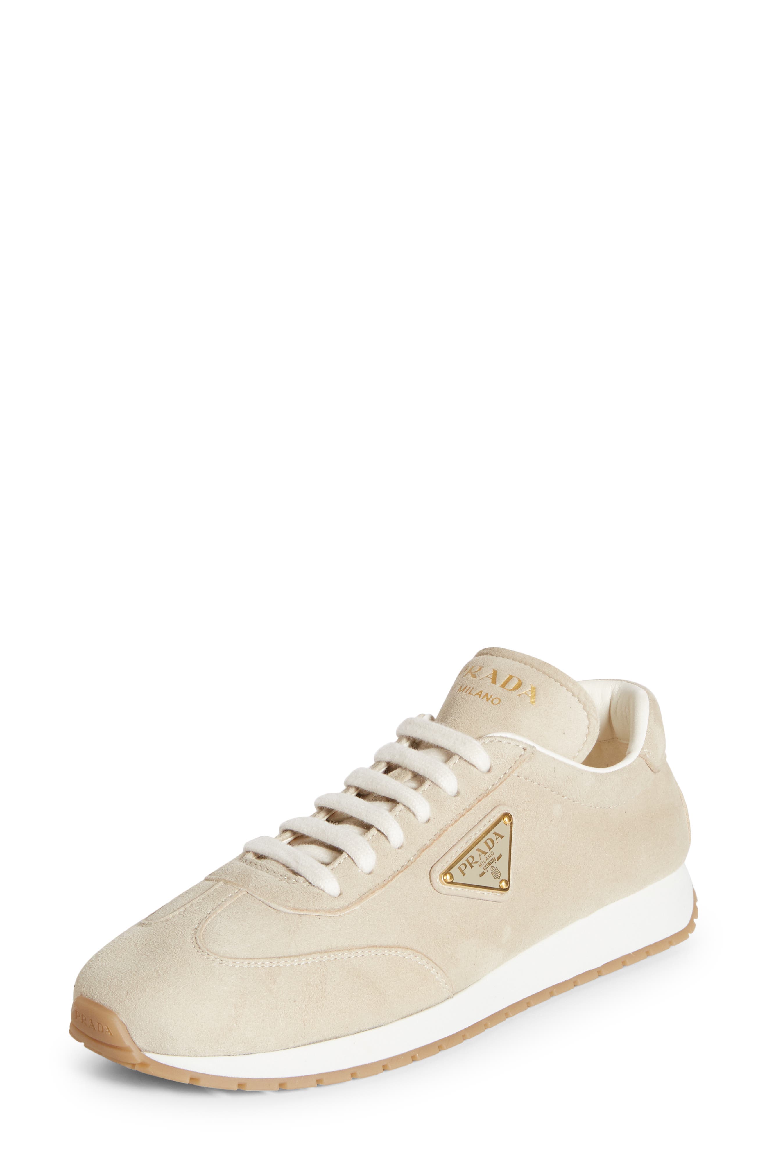 Prada Triangle Logo Low Top Sneaker, Main, color, 