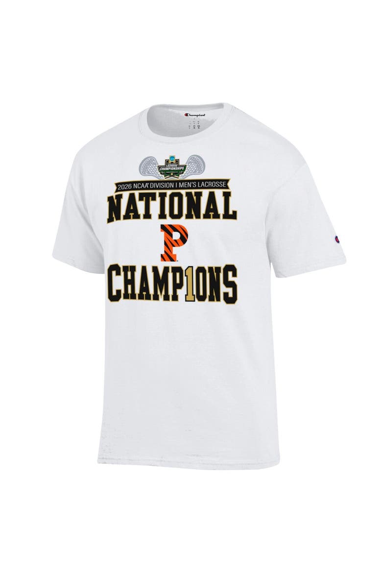 Unisex Champion White Princeton Tigers 2026 NCAA Men's Lacrosse National Champions Locker Room T-Shirt, Alternate, color, White