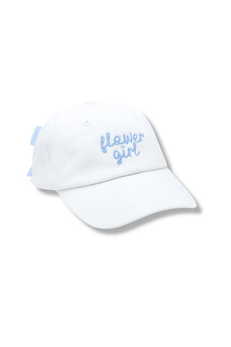 Flower Girl Bow Baseball Hat, Main, color, White, Blue