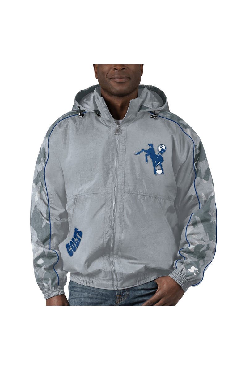 STARTER Men's Starter Gray Indianapolis Colts Thursday Night Gridiron Throwback Full-Zip Jacket, Alternate, color, Gray