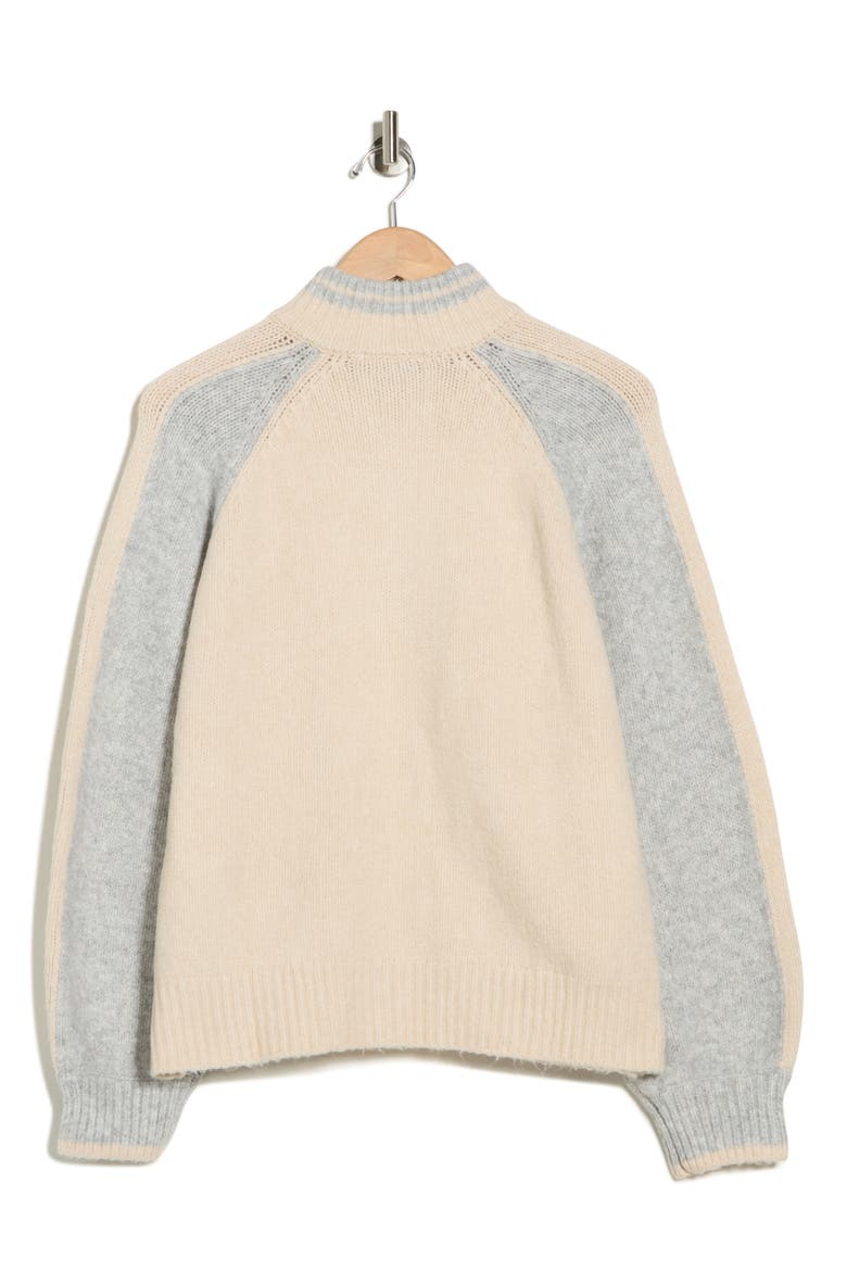 Nolan Colorblock Zip Sweater Bomber Jacket, Alternate, color, MACADAMIA BEIGE/ GREY