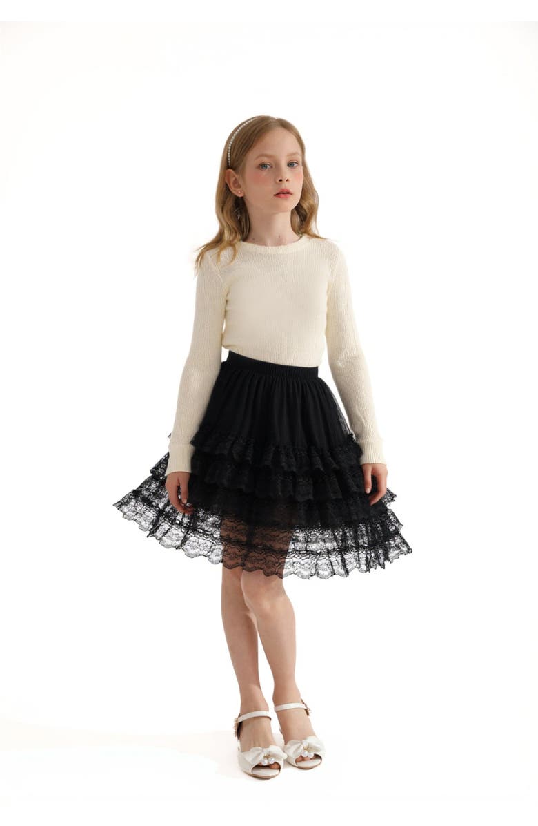 Sweet Cactus Ribbed Sweater with Lace Skirt, Alternate, color, Cream