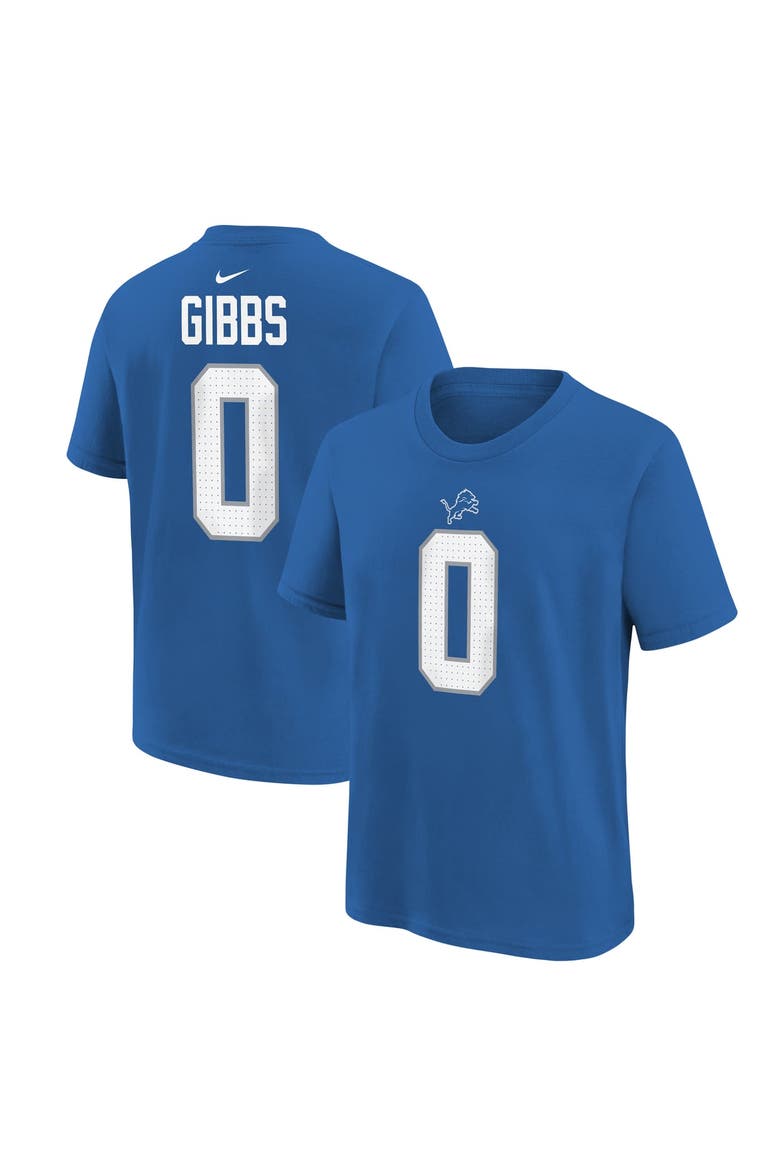 Youth Nike Jahmyr Gibbs Blue Detroit Lions Player Name & Number T-Shirt, Main, color, Blue