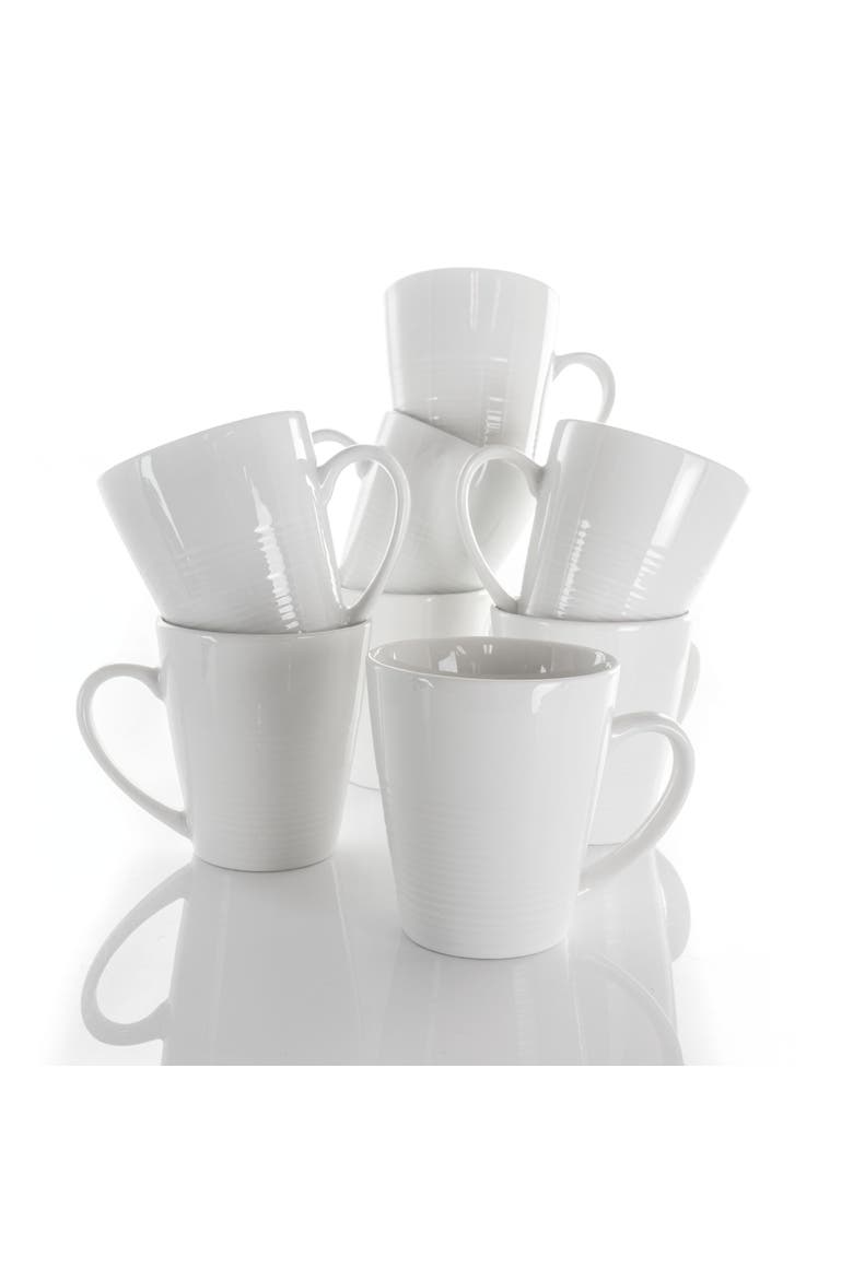 Amie 8 Piece 12 Ounce Porcelain Mug Set, Alternate, color, White