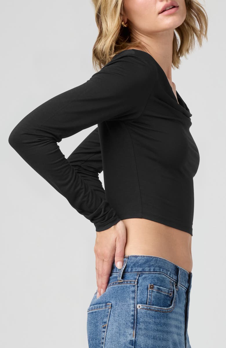 Florence by Mills Cowl Neck Long Sleeve Crop Top, Alternate, color, Black