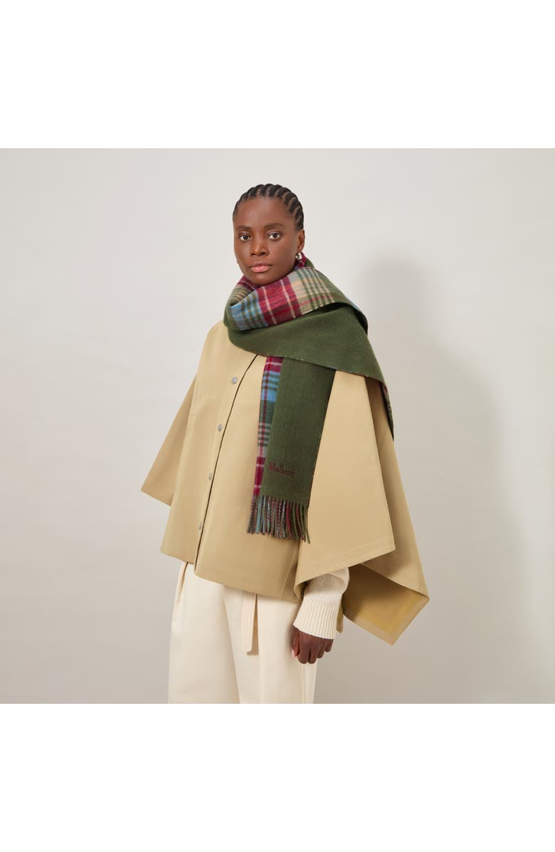 Mulberry Large Reversible Heritage Check Scarf, Alternate, color, Moss-Sky Blue