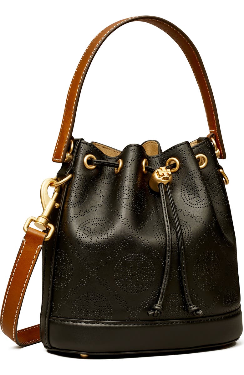 Tory Burch T Monogram Perforated Leather Bucket Bag, Alternate, color,