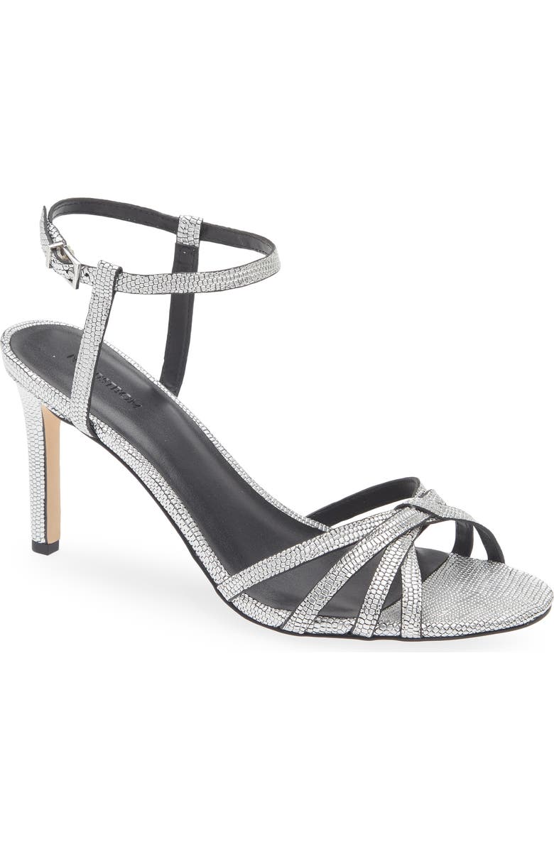 Nordstrom Astor Ankle Strap Sandal, Main, color, Silver Metallic