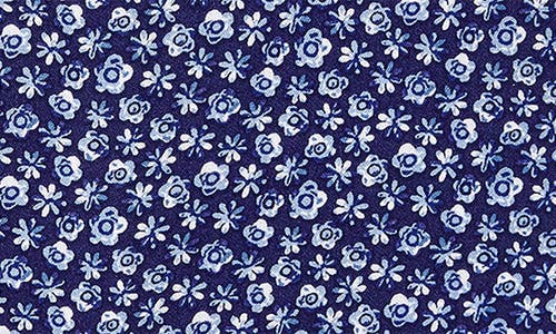 David Donahue Floral Print Short Sleeve Button-up Shirt In Blue