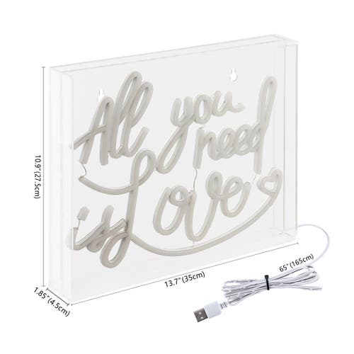 Jonathan Y All Contemporary Glam Acrylic Box Usb Operated Led Neon Light In Pink