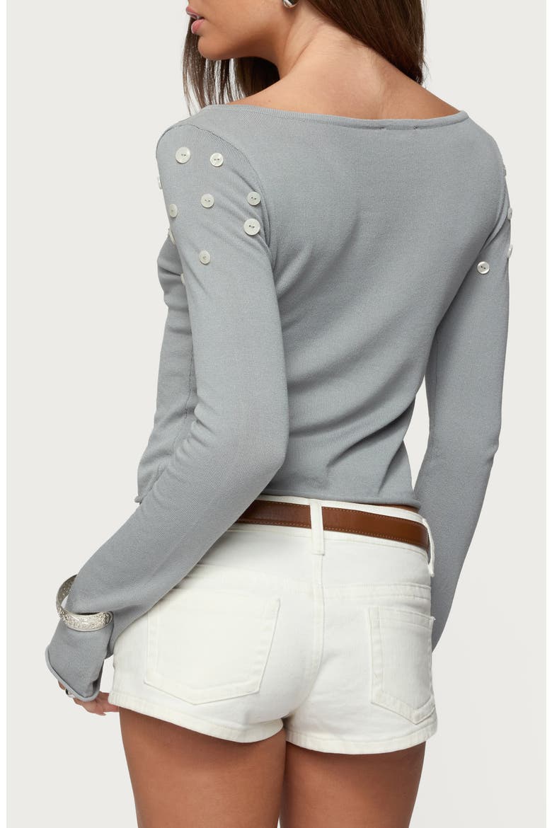 Iridescent Button Boat Neck Sweater, Alternate, color, LIGHT-GRAY