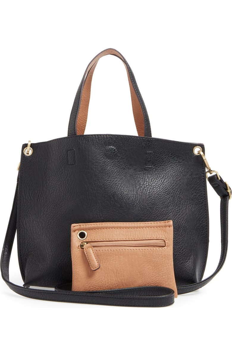 Street Level Reversible Faux Leather Tote, Alternate, color,