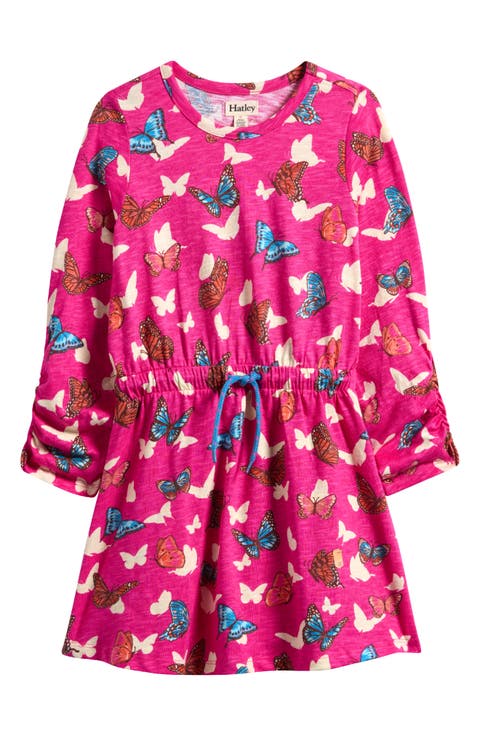 Kids' Butterfly Print Long Sleeve Dress (Toddler, Little Kid & Big Kid)