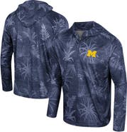COLOSSEUM Men's Colosseum Navy Michigan Wolverines Palms Printed Lightweight Quarter-Zip Hooded Top