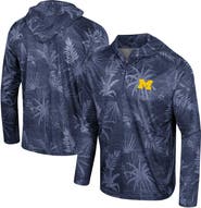 COLOSSEUM Men's Colosseum Navy Michigan Wolverines Palms Printed Lightweight Quarter-Zip Hooded Top