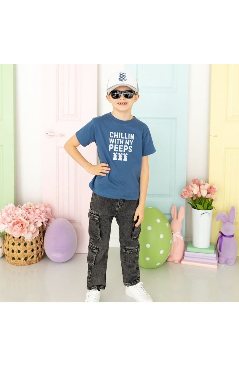 Sweet Wink Chillin With My Peeps Easter Short Sleeve T-Shirt, Alternate, color, Indigo
