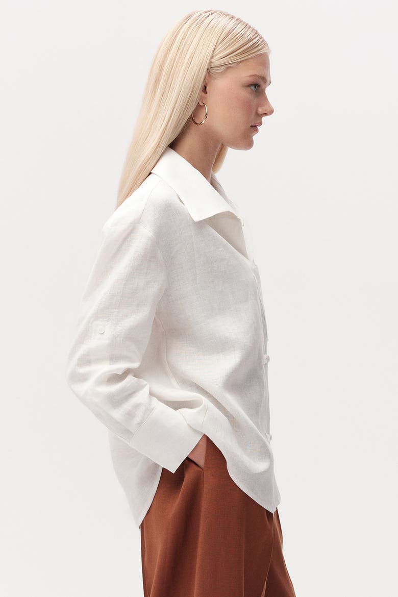 Cherine Linen Shirt With Pockets, Alternate, color, White