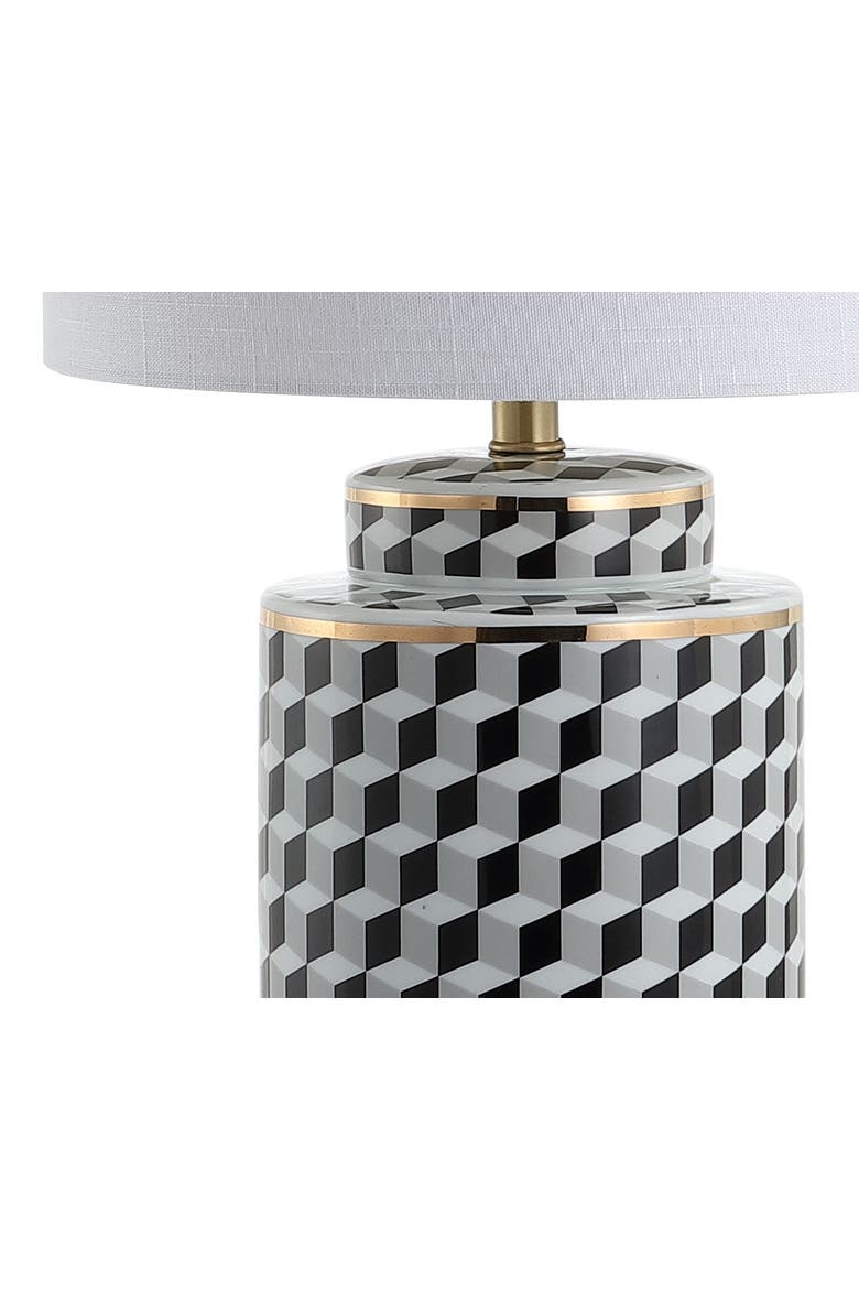 Ellie Tumbling Block Ceramic/Metal LED Table Lamp, Alternate, color, Black/White