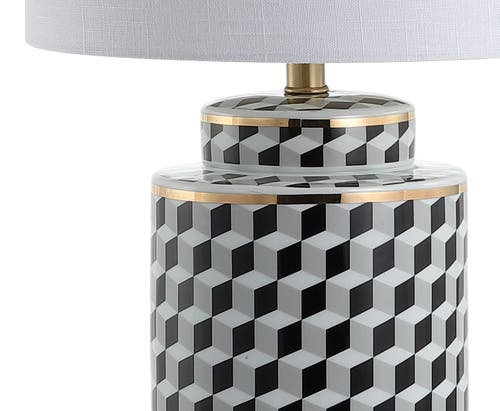 Jonathan Y Ellie 24.5" Tumbling Block Ceramic/metal Led Table Lamp In Black/white