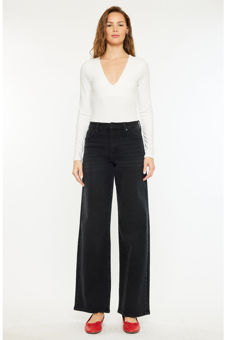 Cora High Rise Wide Jeans, Alternate, color, Black