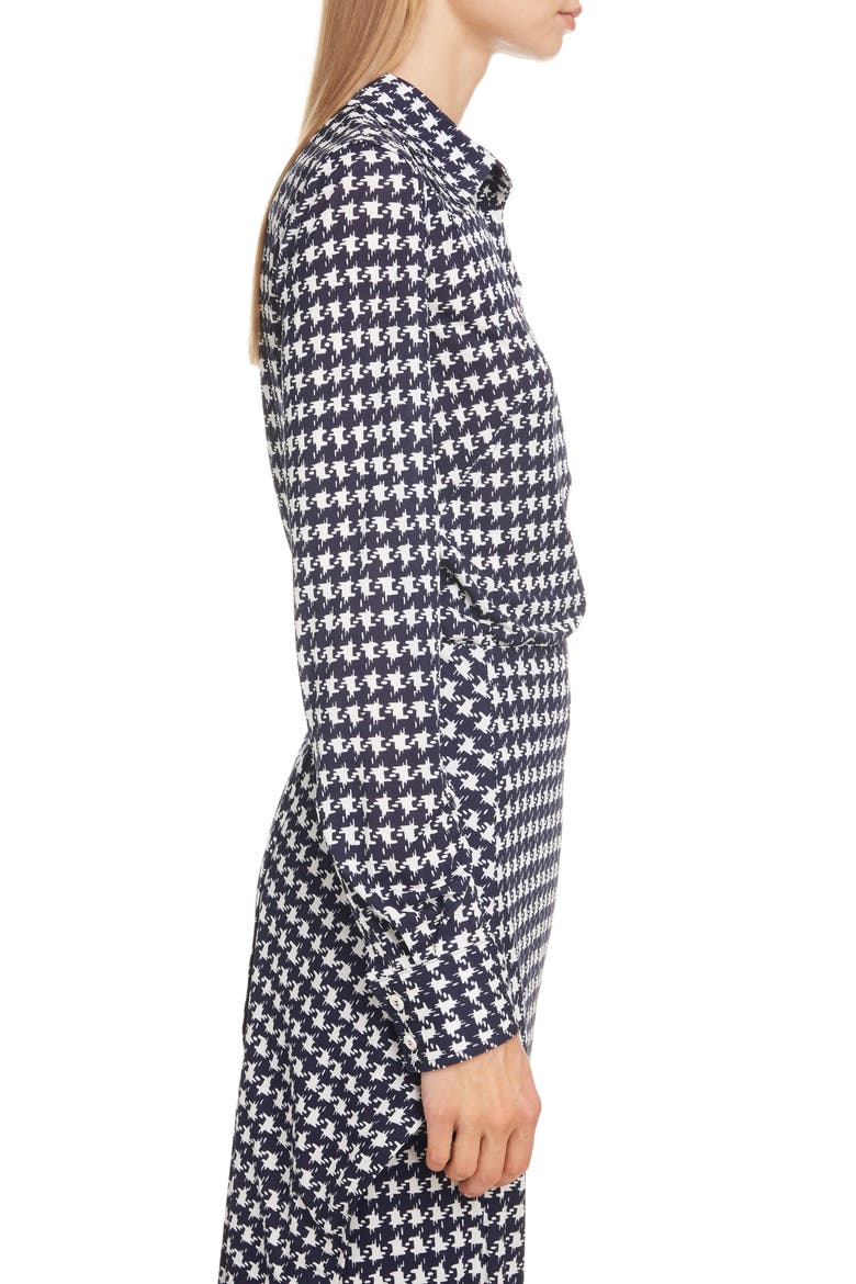 Houndstooth Print Shirt, Alternate, color, NAVY/ OFF WHITE