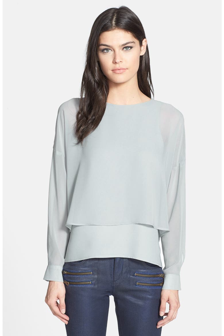 Layered High/Low Long Sleeve Blouse (Nordstrom Exclusive), Main, color, DOVE GREY