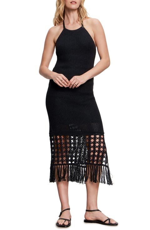 Promenade Open Stitch Detail Halter Neck Cotton Sweater Dress