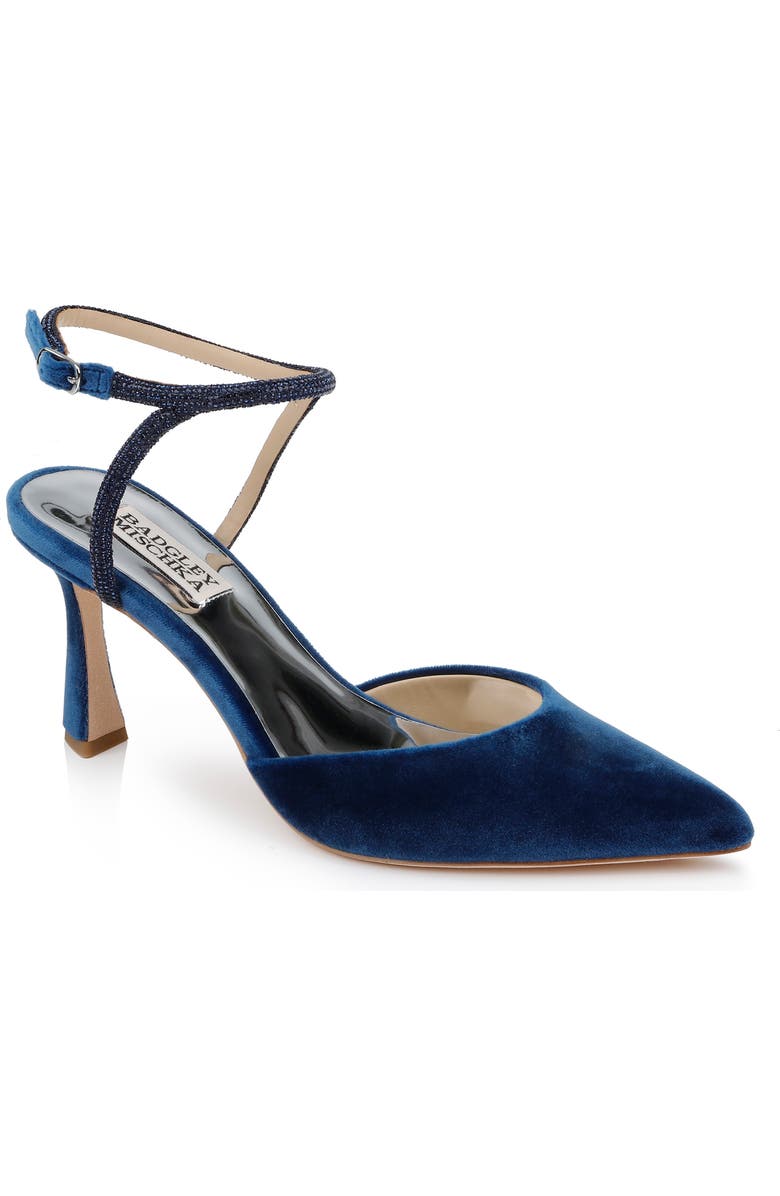 BADGLEY MISCHKA Collection Kamilah Ankle Strap Pump, Main, color, Blue Velvt