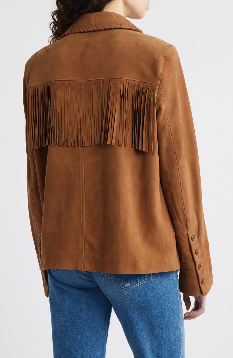 PAIGE Maronti Fringed Suede Jacket, Alternate, color, Toffee