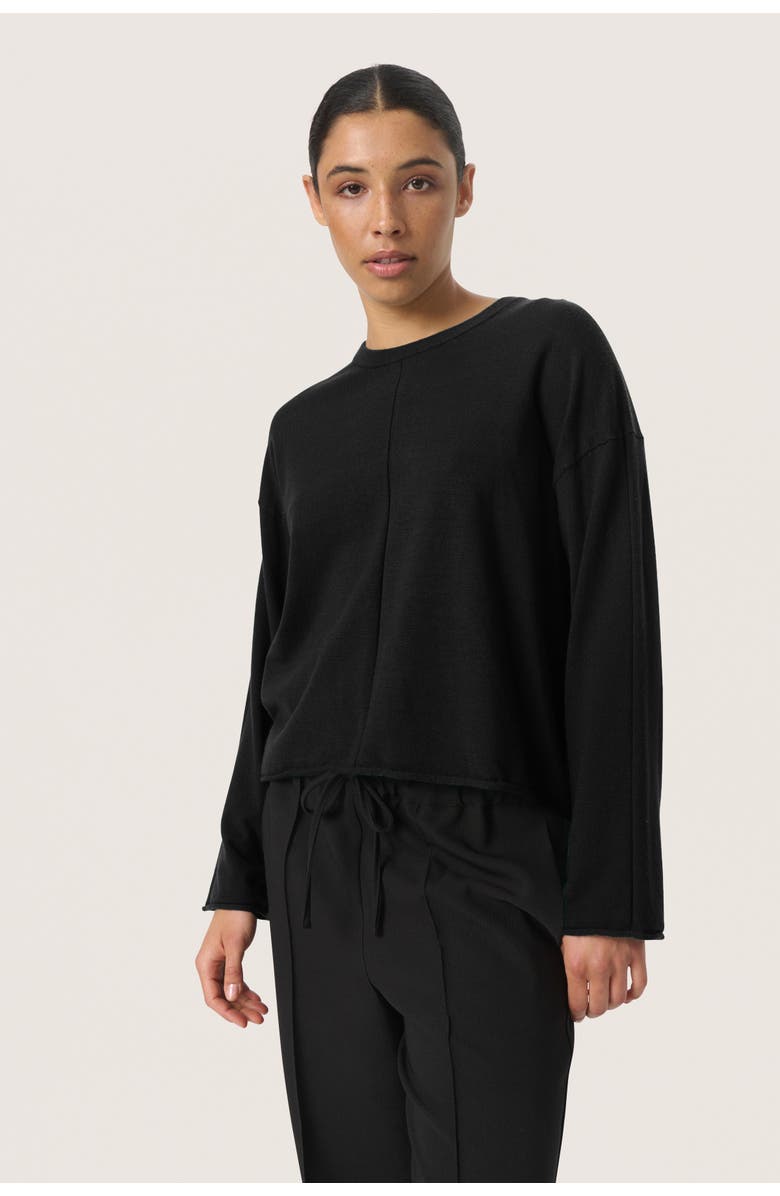 Soaked in Luxury Slspina Boxy Fit Tight Knit Pullover, Main, color, Black
