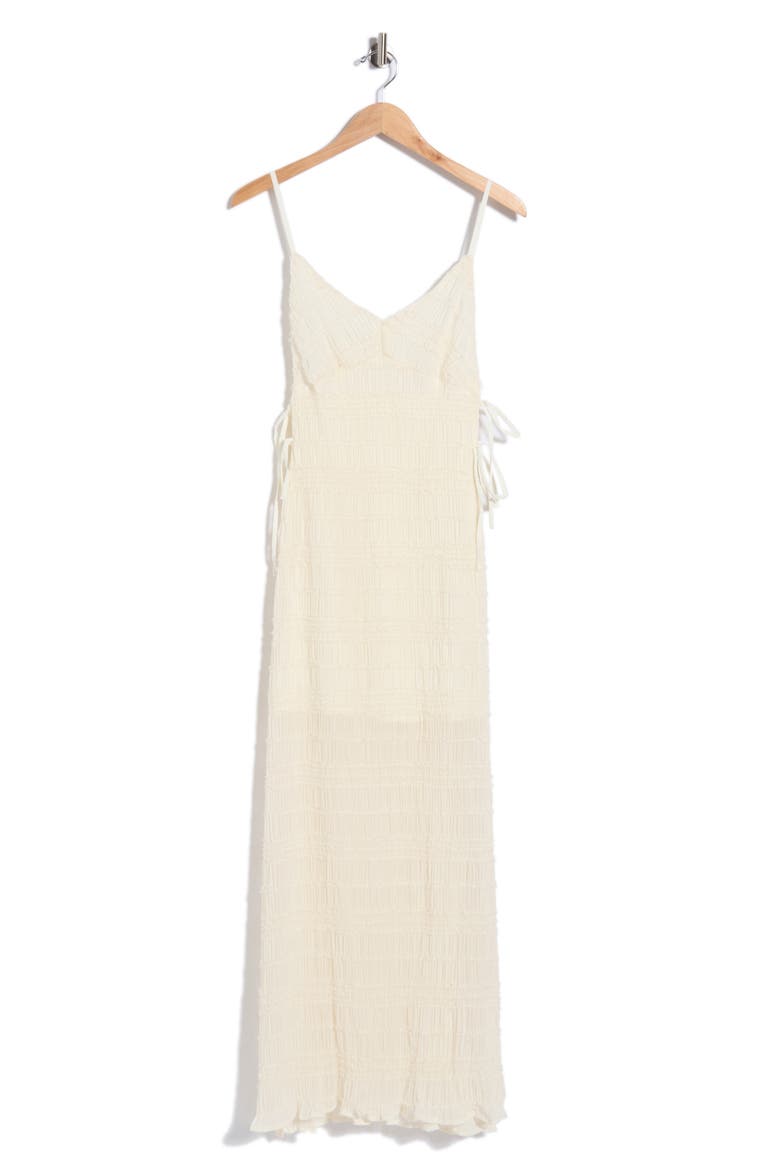 Side Tie Ruched Gauze Maxi Dress, Alternate, color, CREAM