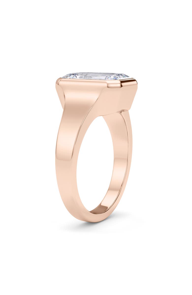 HauteCarat Emerald Cut Cigar Lab Created Diamond Ring, Alternate, color, 2.00Ctw 18K Rose Gold