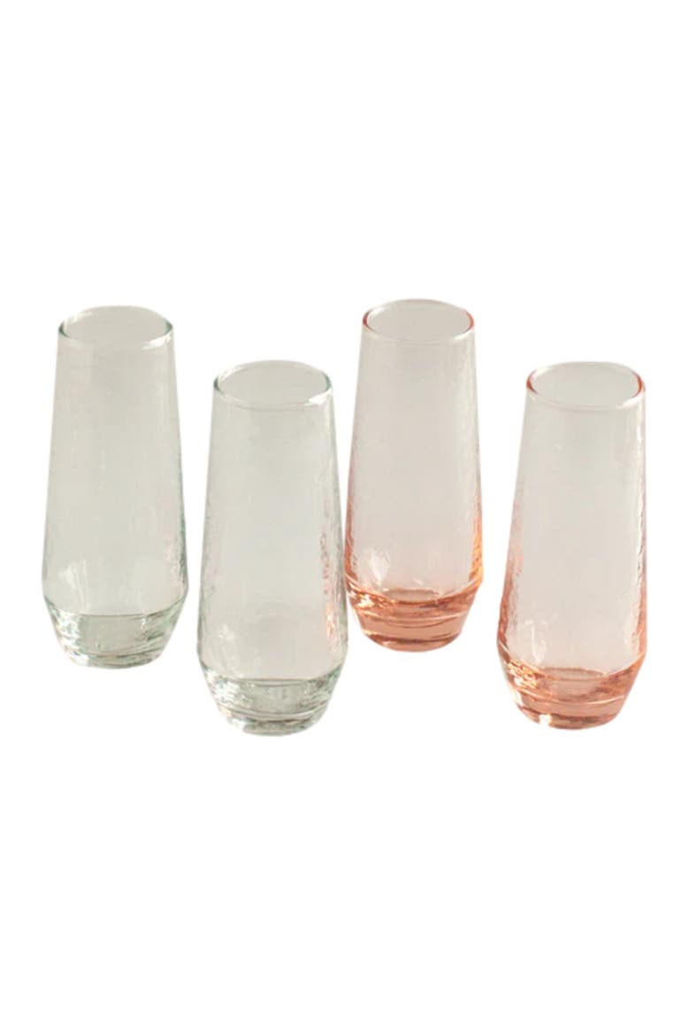 Handblown Hammered Champagne Flutes - Set of 4, Alternate, color, Blush