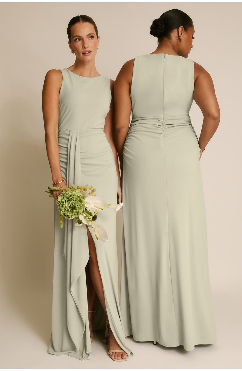 Six Stories Drape Gathered Sleeveless Stretch, Alternate, color, Sage