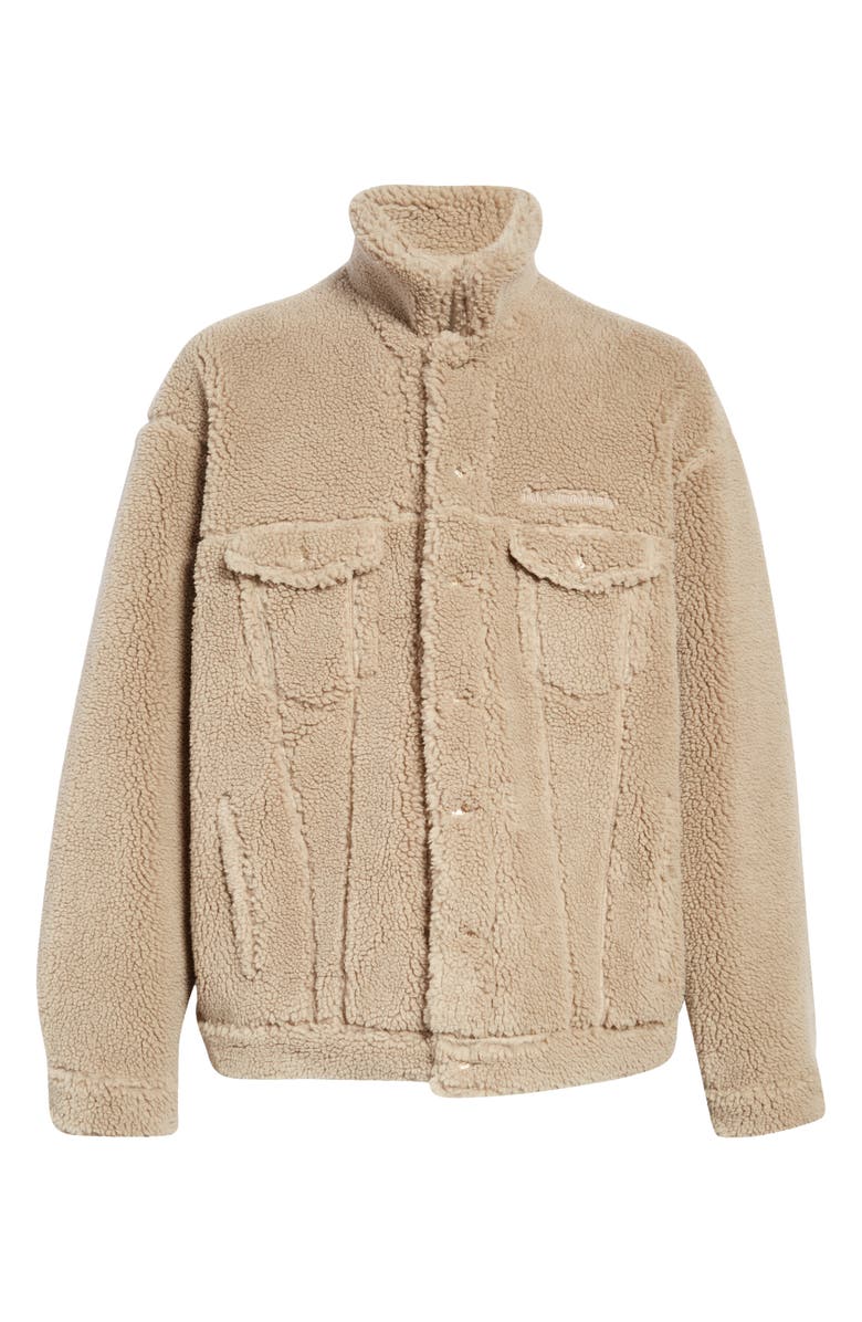 Balenciaga Oversize Faux Shearling Trucker Jacket, Alternate, color, 