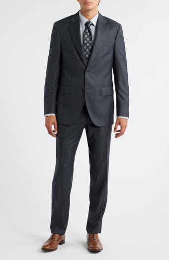 Peter Millar Flynn Classic Fit Grey Windowpane Check Wool Suit