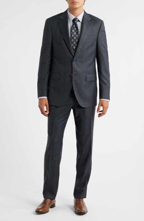 Peter Millar Flynn Classic Fit Grey Windowpane Check Wool Suit
