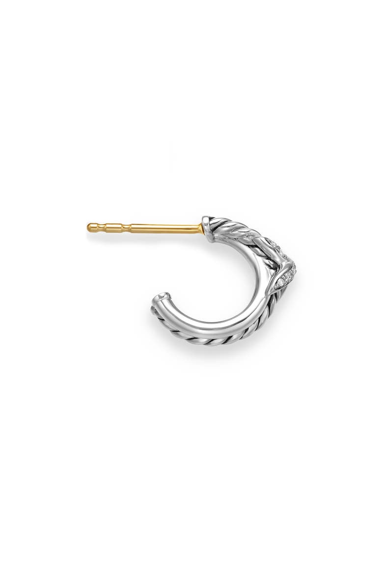 Petite X Hoop Earrings, Alternate, color, DIAMOND/ SILVER