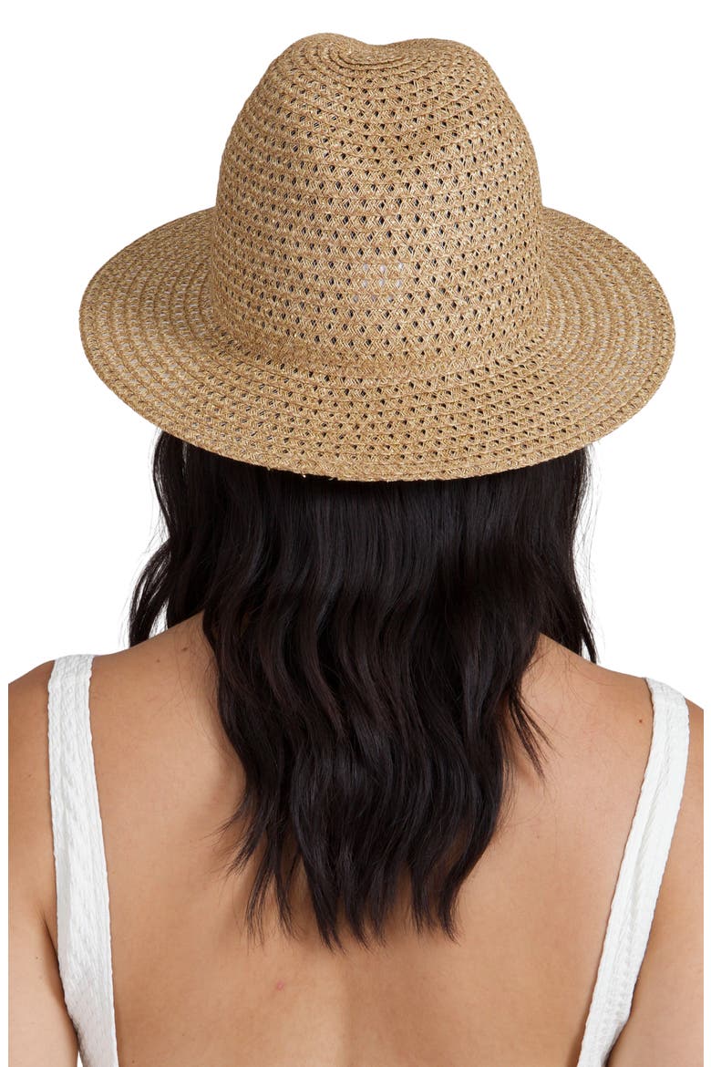Lillian Packable Straw Fedora, Alternate, color, CAMEL/ GOLD