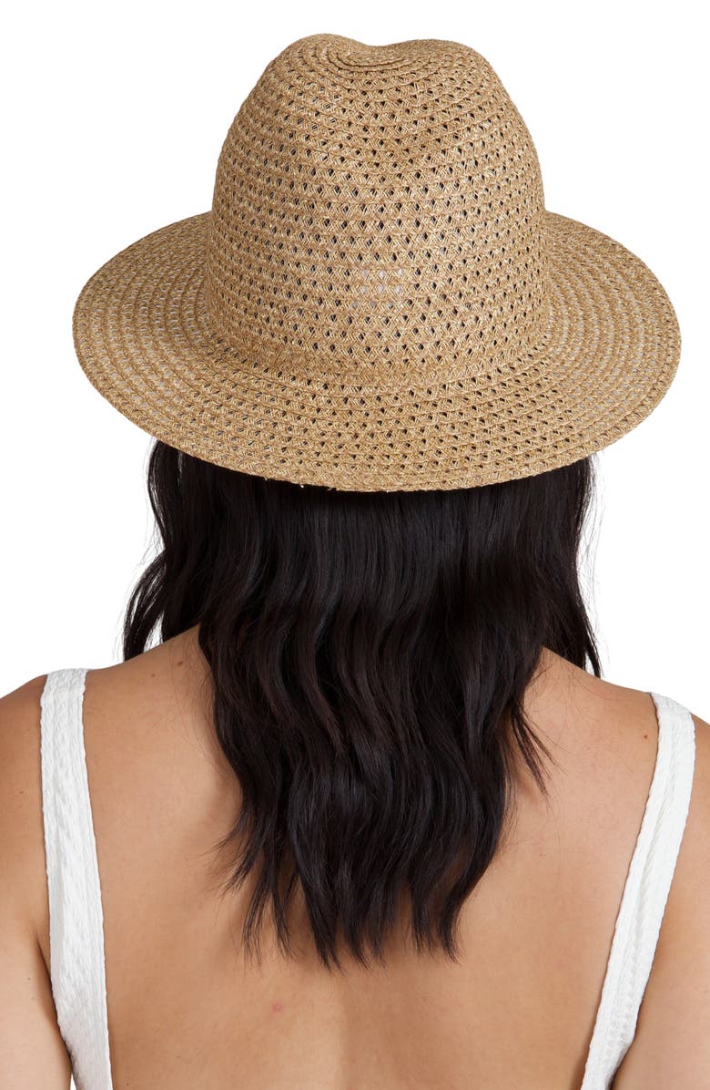 Eugenia Kim Lillian Packable Straw Fedora, Alternate, color, Camel/ Gold