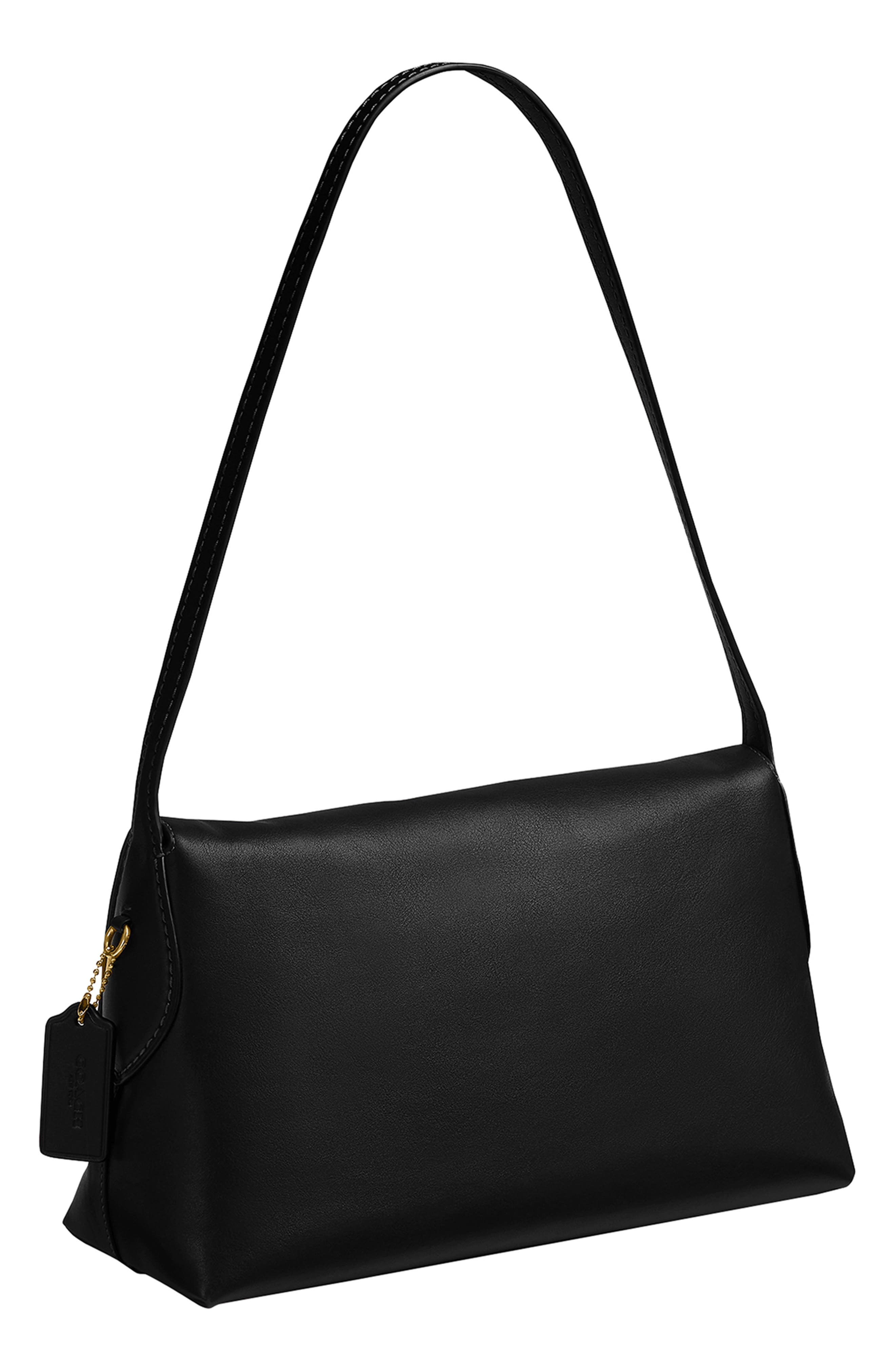 COACH Chelsea 30 Natural Grain Leather Shoulder Bag, Alternate, color, Black