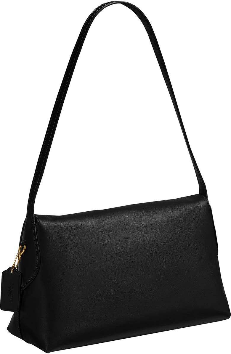 COACH Chelsea 30 Natural Grain Leather Shoulder Bag, Alternate, color, Black