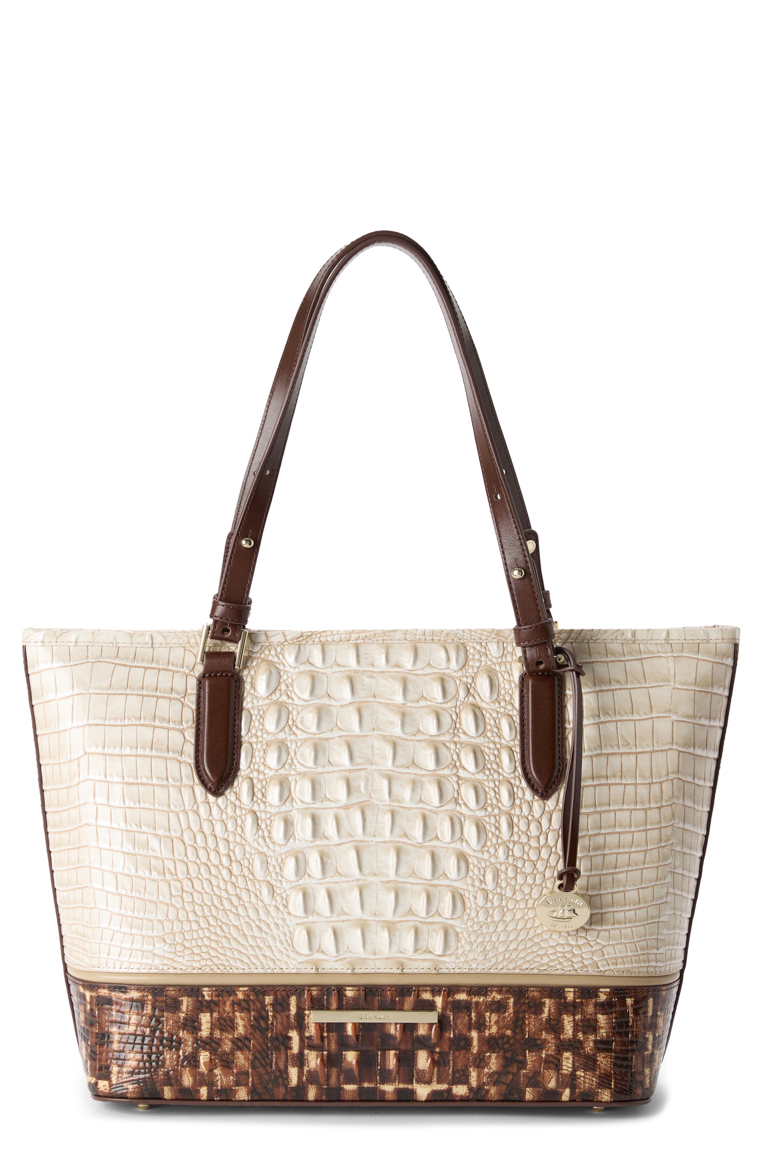 Medium Asher Embossed Leather Shoulder Bag, Main, color, IVORY MULTI