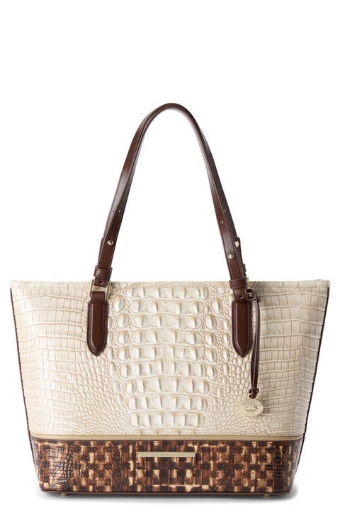 Medium Asher Embossed Leather Shoulder Bag