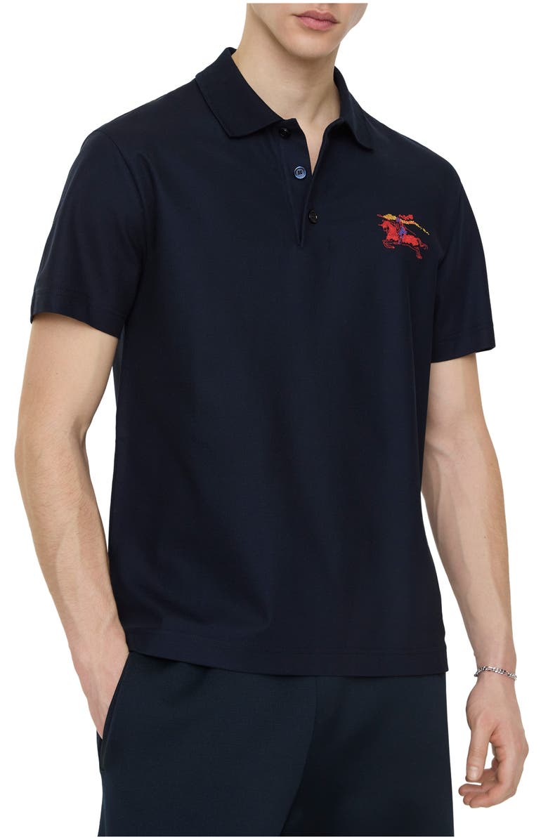 Burberry Cross Stitch EKD Cotton Polo Shirt, Main, color, Navy