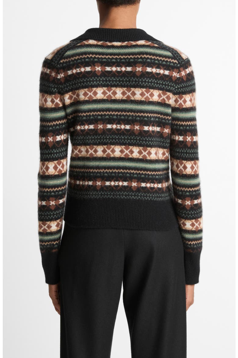 Fair Isle Cashmere Polo Sweater, Alternate, color, CACAO/MALACHITE COMB