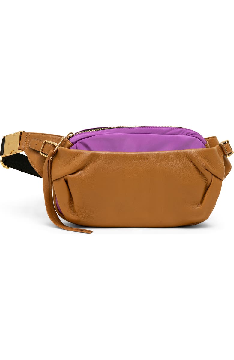 AIMEE Seeker Leather Sling Bag, Main, color, Latte Violet