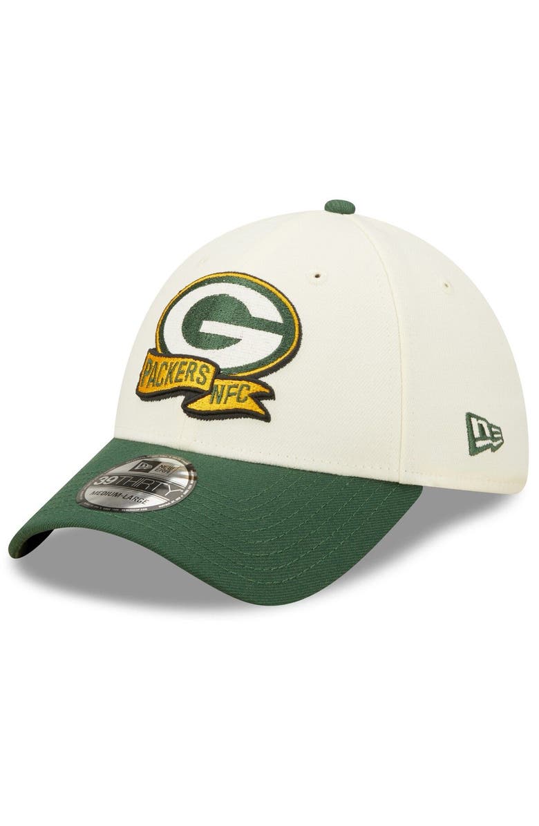 New Era Men's New Era Cream/Green Green Bay Packers 2022 Sideline 39THIRTY 2-Tone Flex Hat, Alternate, color, 